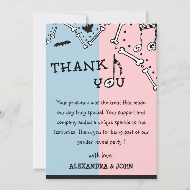 Gender reveal thank you cards boy or girl (Front)