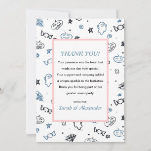 Gender reveal thank you cards Cute pink and blue