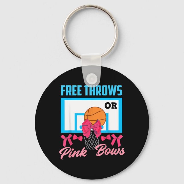 Gender Reveal Throws Or Pink Bows Basball Key Ring (Front)