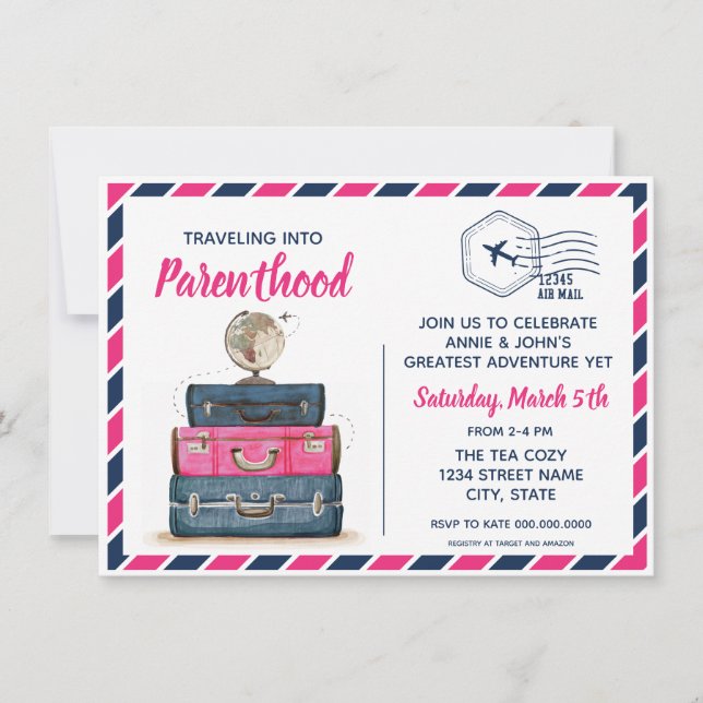 Gender Reveal Travel Baby Shower Invitation (Front)