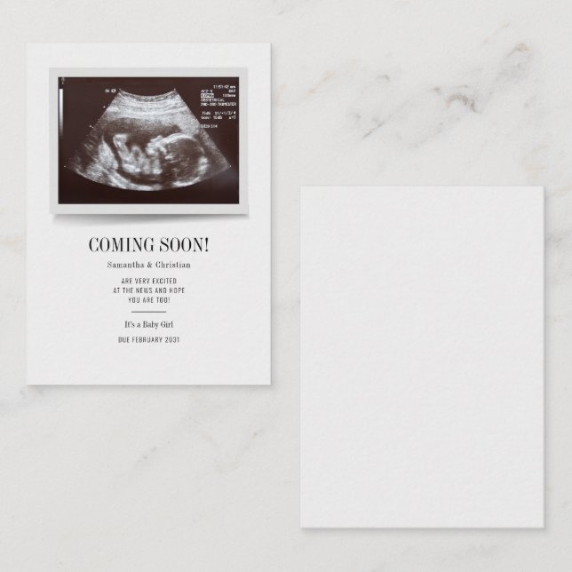 Gender Reveal Ultrasound Photo Pregnancy Budget Card (Front/Back)