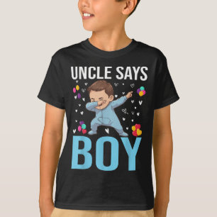 Gender Reveal Uncle Says Boy Matching Family Baby  T-Shirt