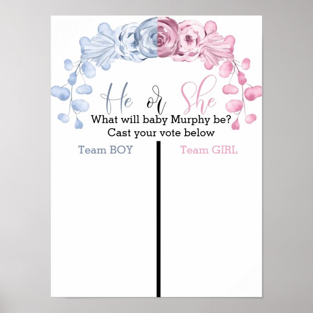 Gender reveal Voting board Poster (Front)