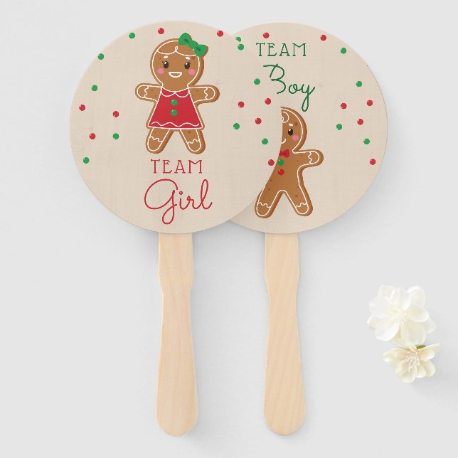 Gender Reveal Voting Fan Gingerbread Christmas (Front and Back)