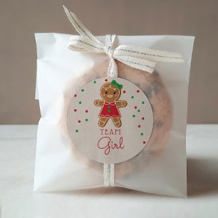 Gender Reveal Voting Team Girl Gingerbread Classic Round Sticker