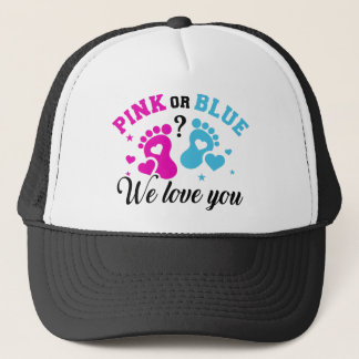 Gender reveal we love you trucker hat