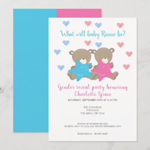 Gender Reveal What Will Baby Be Bear Baby Shower Invitation