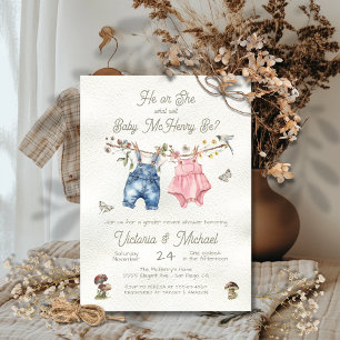 Gender Reveal Wildflowers Boho baby shower Invitation