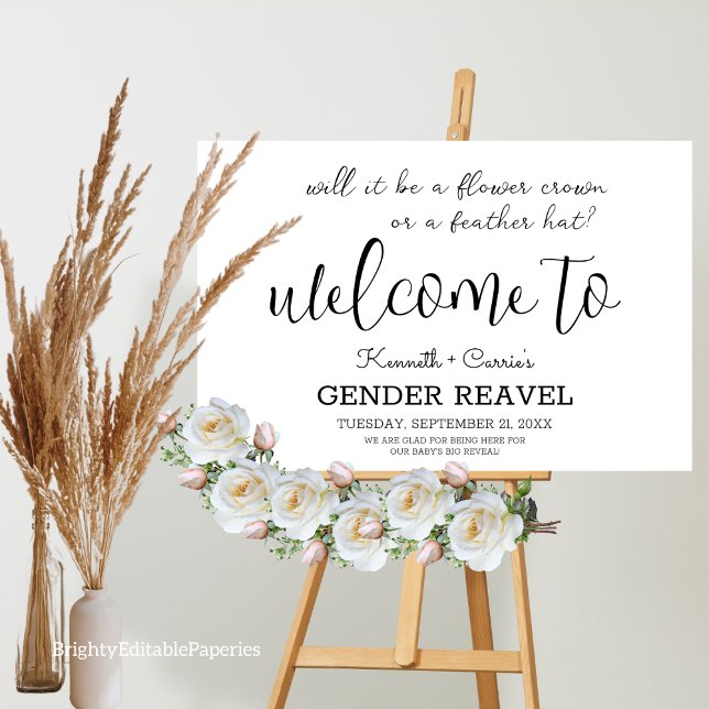 Gender reveal Will It Be Flower Crown Or Feather Poster (Creator Uploaded)