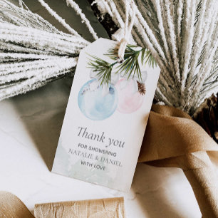 Gender Reveal Winter Baby Shower Favour Thank you Gift Tags