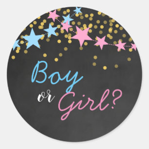 Gender Reveal Wonder What you Are, Boy or Girl Classic Round Sticker