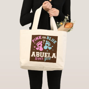 Gender Reveals Abuela Grandma Gift For Her Large Tote Bag