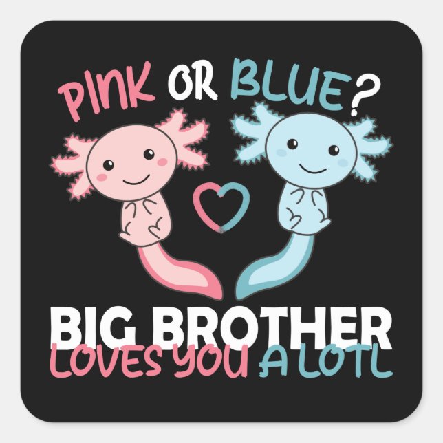 gender reveals pink or blue brother loves you lotl square sticker (Front)