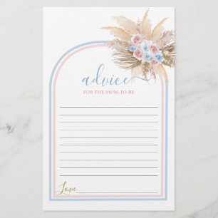 Gender ReveaPampas Grass Advice for Mum To Be card