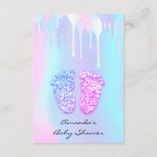 Gender Revival Baby Shower Feet Holographic Drips Invitation