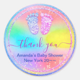 Gender Revival Baby Shower Holographic Unicorn Classic Round Sticker
