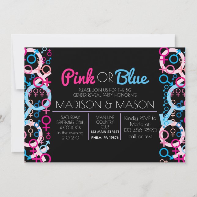 GENDER UNKNOWN Gender Reveal Invite Invitation (Front)
