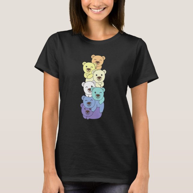 Genderfaun Flag Pile Pride Lgbtq Bear Cute Genderf T-Shirt (Front)