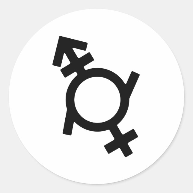 Genderfluid Androgyne Female Gender Symbol Classic Round Sticker (Front)