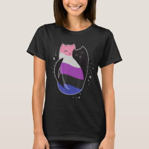 Genderfluid Cat LGBT Pride Flag Nonbinary Transgen T-Shirt