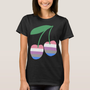Genderfluid Cherry LGBTQ Pride Flag Cottagecore Ka T-Shirt