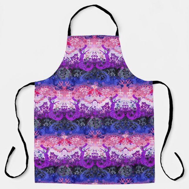 Genderfluid Dragon Damask - Genderfluid Pride Flag Apron (Front)