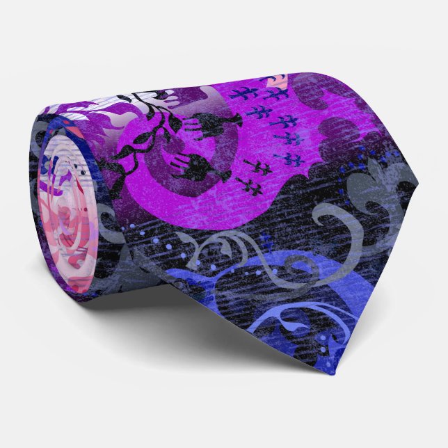 Genderfluid Dragon Damask - Genderfluid Pride Flag Tie (Rolled)