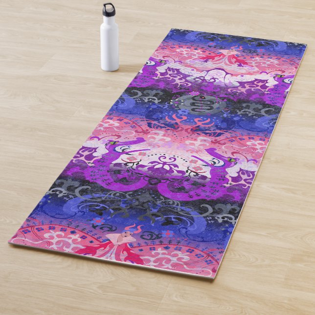 Genderfluid Dragon Damask - Genderfluid Pride Flag Yoga Mat (In Situ)