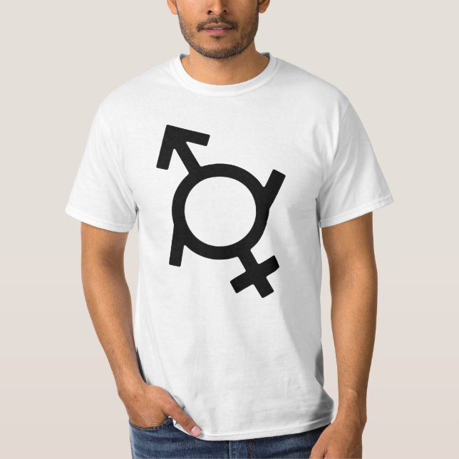 Genderfluid Female and Male Gender Symbol T-Shirt (Front)