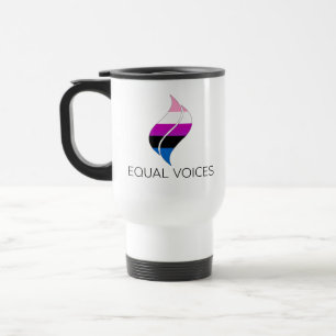 Genderfluid Flag Equal Voices Logo Travel Mug