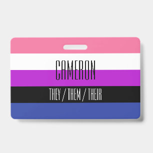 Genderfluid Flag Name / Pronoun Badge ID Badge