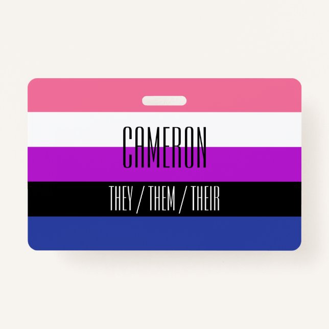 Genderfluid Flag Name / Pronoun Badge ID Badge (Front)