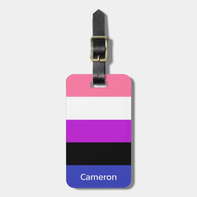 Genderfluid Flag Personalised Luggage Tag (Front Vertical)