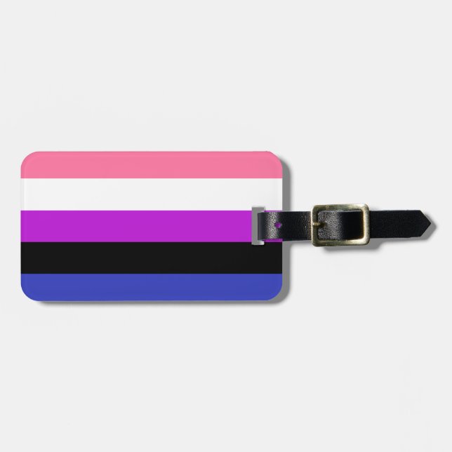 Genderfluid Flag Personalised Luggage Tag (Front Horizontal)
