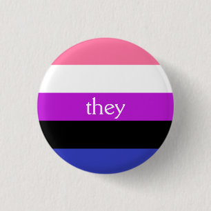 Genderfluid flag / they pronoun 3 cm round badge