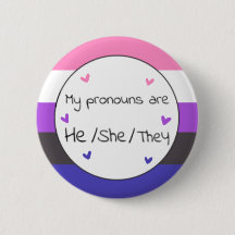 Genderfluid He/She/They Pronoun Pin