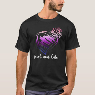Genderfluid Irish And Cute Leopard Shamrock Heart T-Shirt