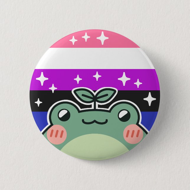 Genderfluid LGBT Pride Flag Frog 6 Cm Round Badge (Front)