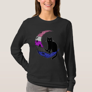 Genderfluid Moon Cat Pride Flag Lgbt Subtle Gay No T-Shirt