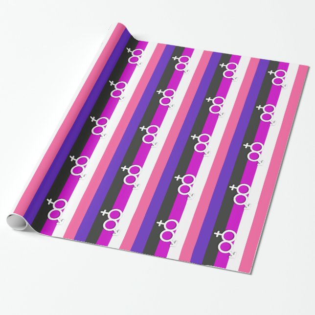 GENDERFLUID PRIDE AND SYMBOL WRAPPING PAPER (Unrolled)