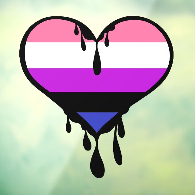 Genderfluid Pride Dripping Heart Window Cling (Sheet 3)