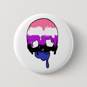 Genderfluid Pride Dripping Skull 6 Cm Round Badge