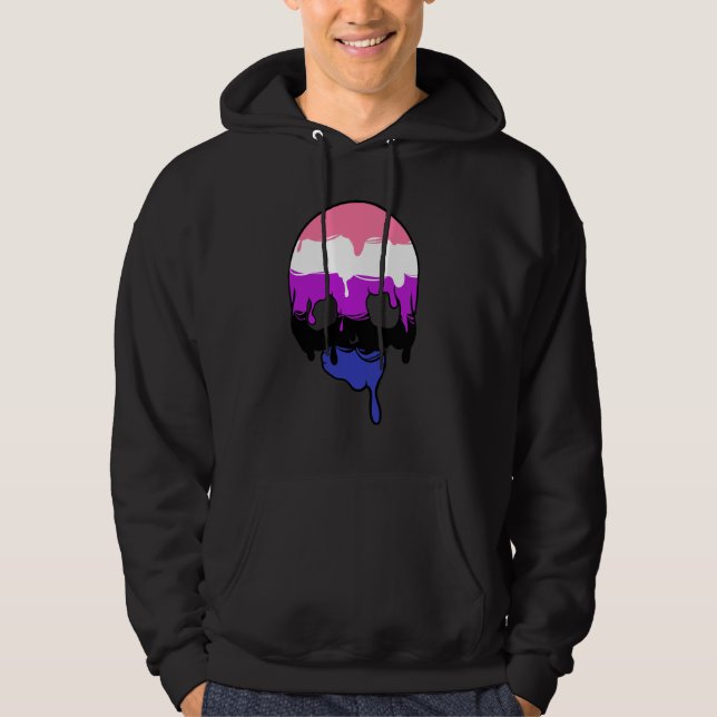 Genderfluid Pride Dripping Skull Hoodie (Front)