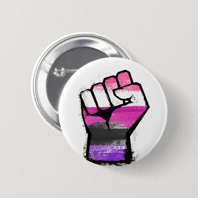 Genderfluid Pride Fist 6 Cm Round Badge (Front & Back)