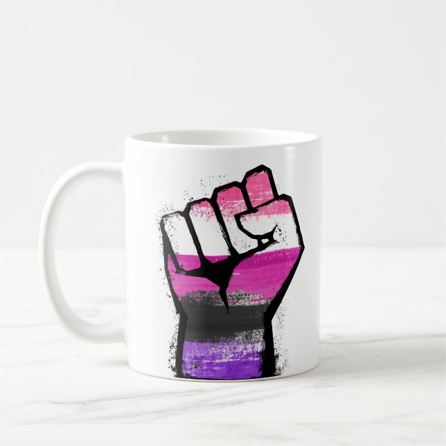 Genderfluid Pride Fist Coffee Mug (Left)