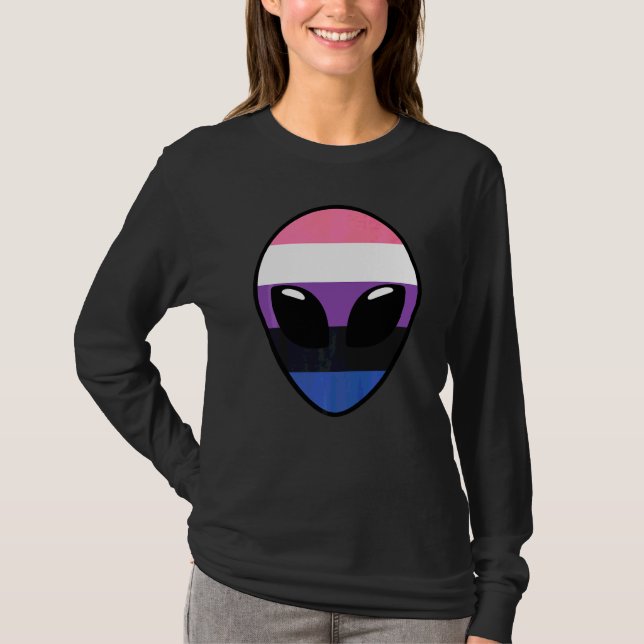 Genderfluid Pride Flag  Alien Genderfluid Flag T-Shirt (Front)