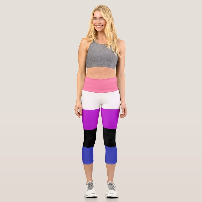 Genderfluid Pride Flag Capri Leggings (Front)
