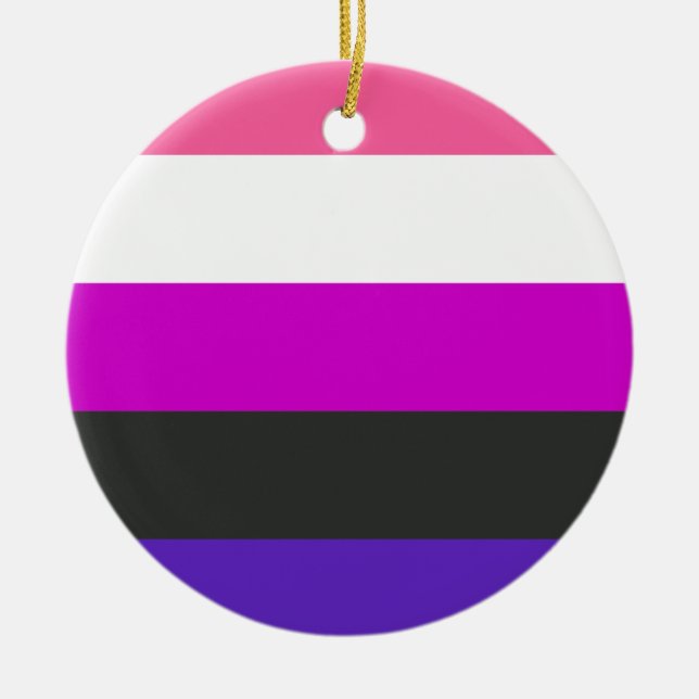 Genderfluid Pride Flag Ceramic Tree Decoration (Front)