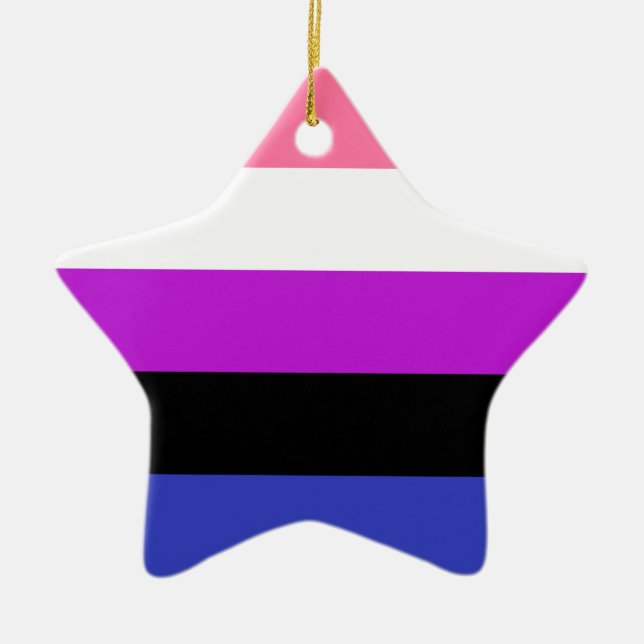 Genderfluid Pride Flag Ceramic Tree Decoration (Front)