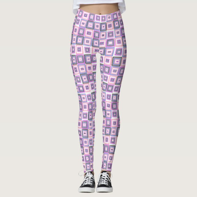 Genderfluid Pride Flag Modern Art Purple Blue Pink Leggings (Front)